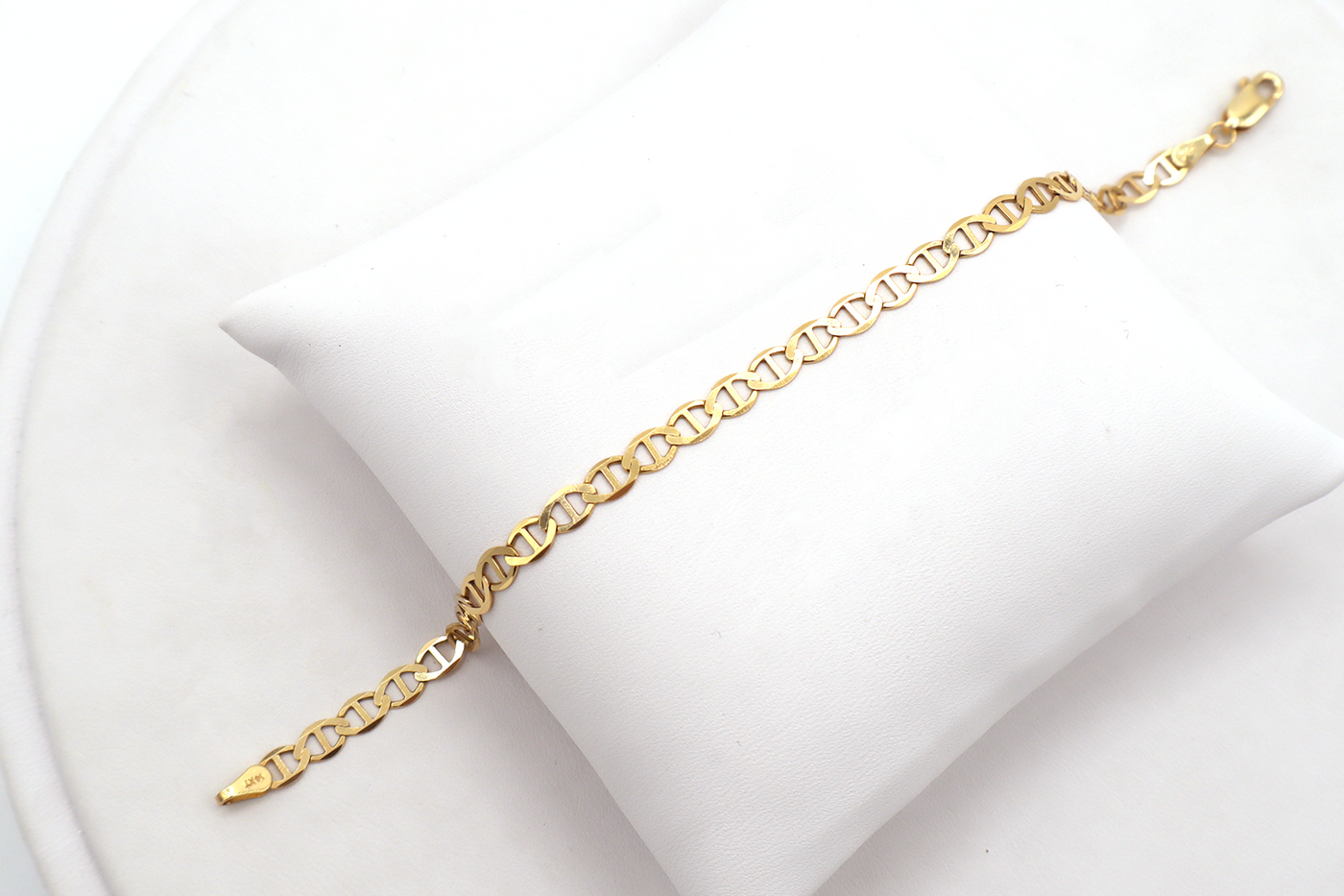 14K Solid Yellow Gold Diamond-Cut 4.1mm Mariner Link Bracelet