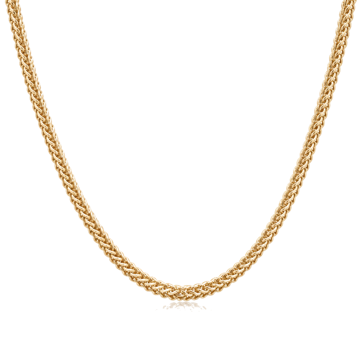 14K Solid Gold Braided 3mm Franco Chain 16-24"