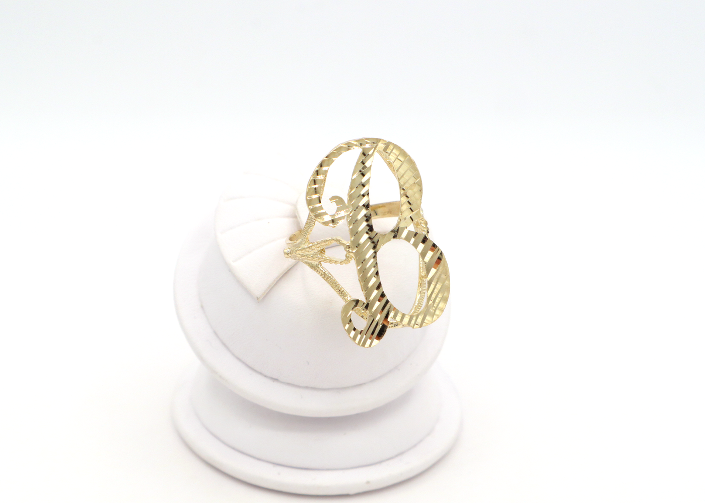 10K Solid Gold Big Cursive Initial Ring