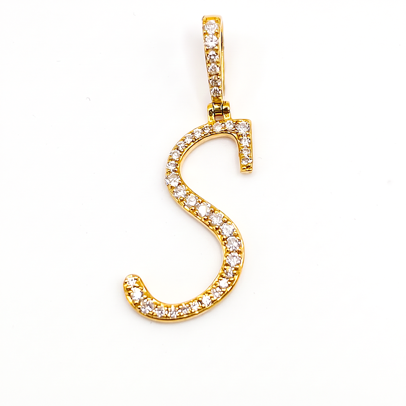 Initial Ice — Diamond Initial Charm Cursive, 14K Yellow Gold