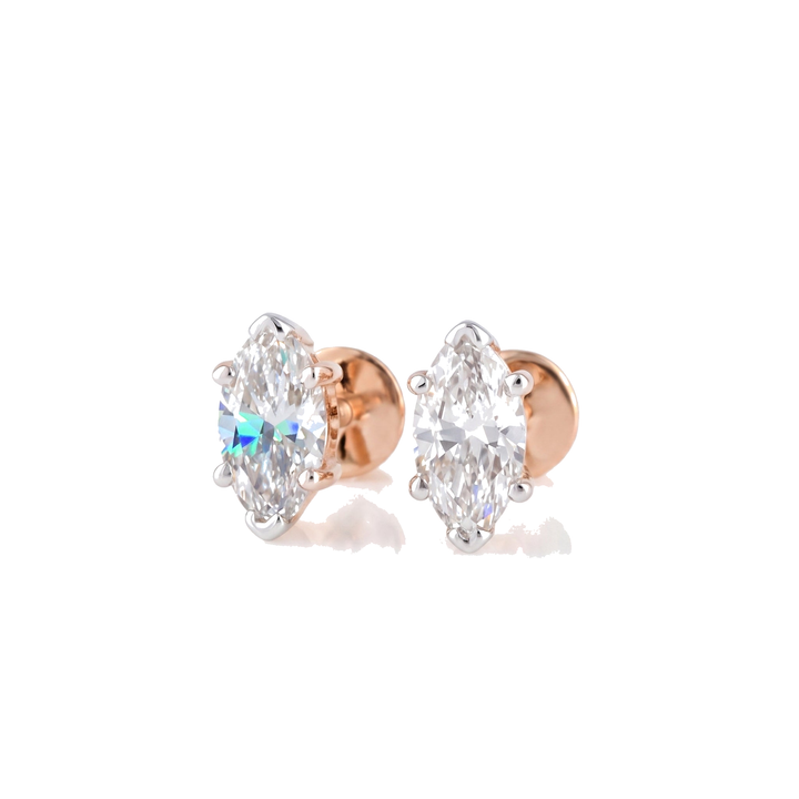 14K Solid Yellow Gold Marquesa — Marquise Lab-Grown Diamond Earrings