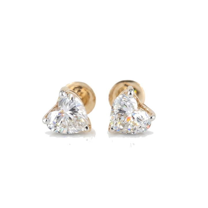 10K Solid Yellow Gold Heart Lab-Grown Diamond Earrings (Allnatt)