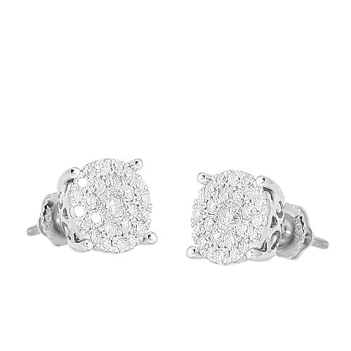 14K White Gold 0.50ctw VS Diamond Cluster Earrings