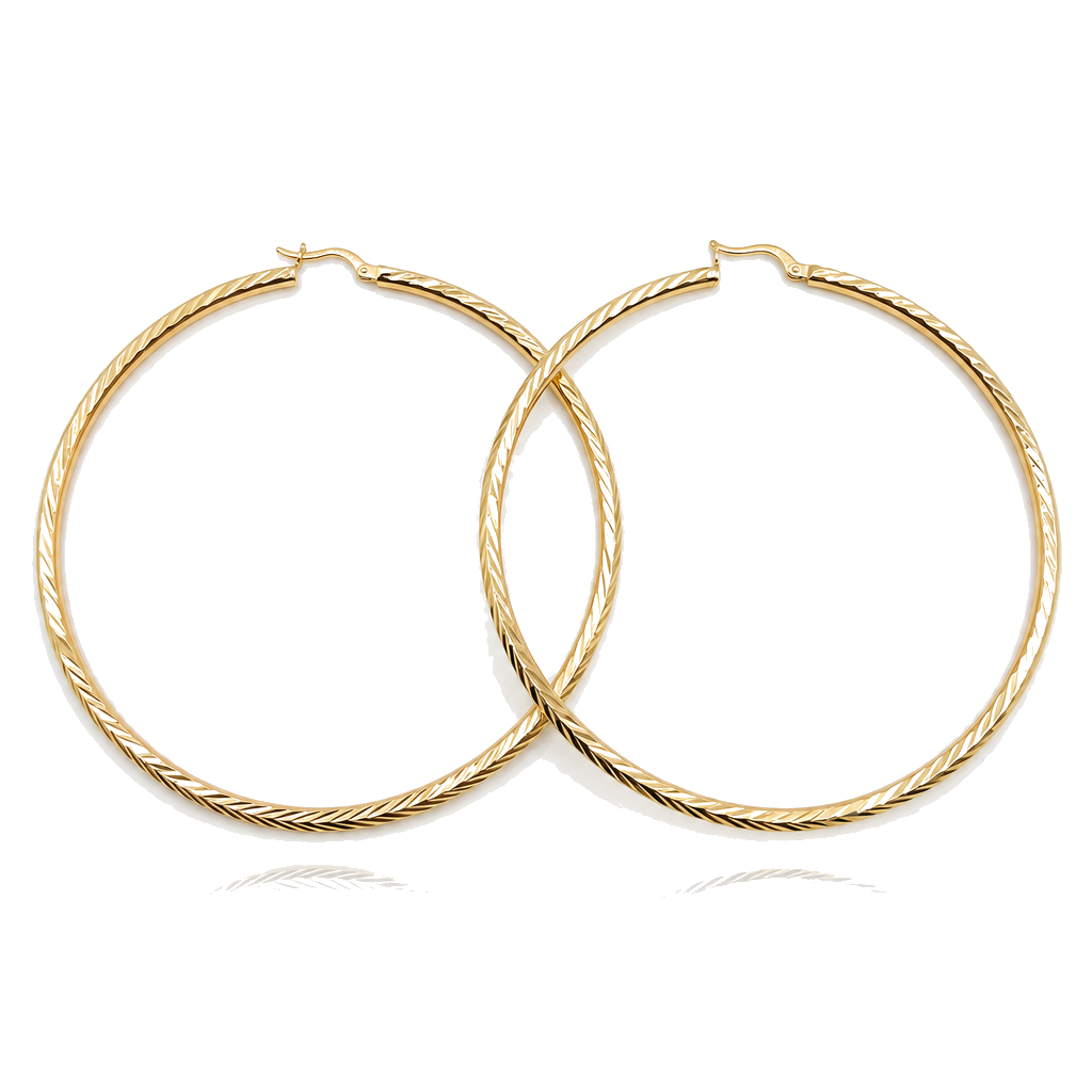 Pluma — Feather Hoops 3", 10K Yellow Gold — STF Diamonds, Los Angeles