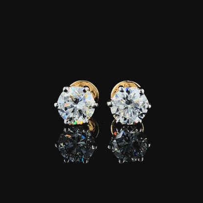 Lab Grown Round Diamond Stud Earrings 10K Pure Yellow Gold - STF DIAMONDS