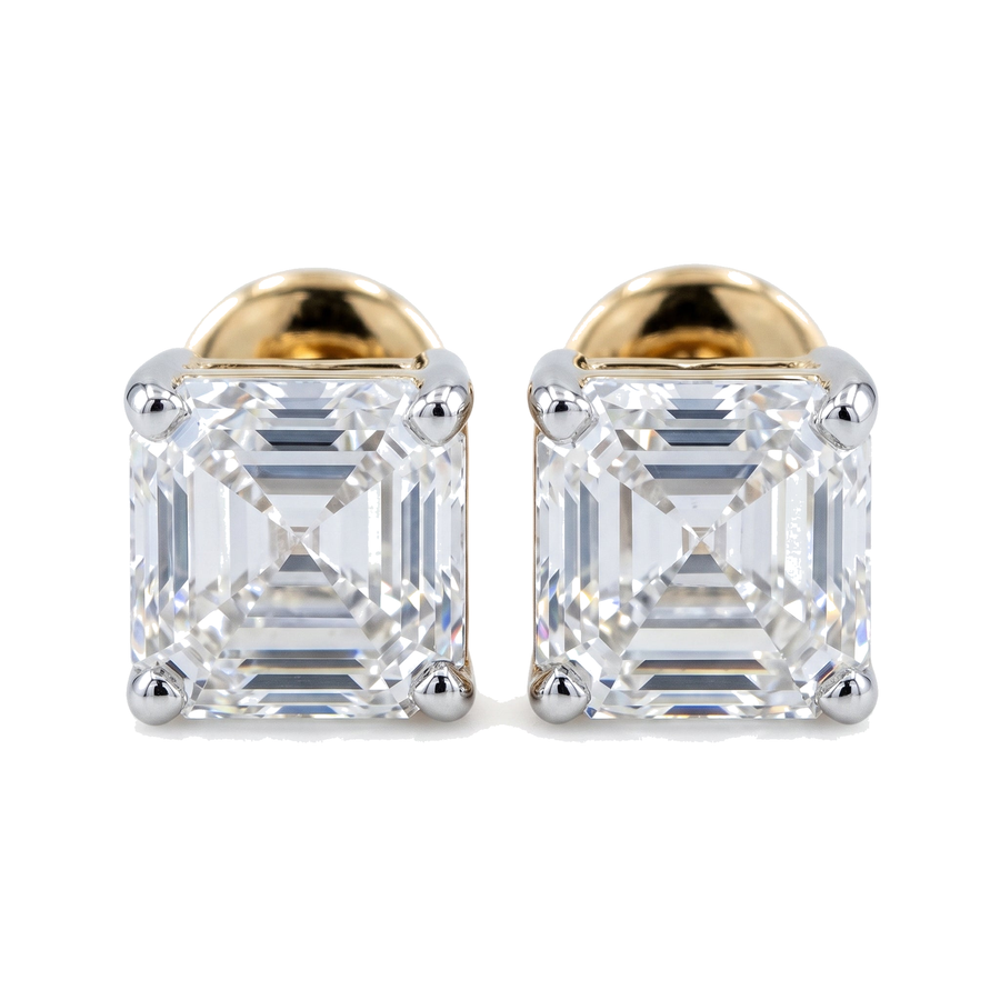 10K Solid Yellow Gold Princess-Cut Lab-Grown Diamond Stud Earrings