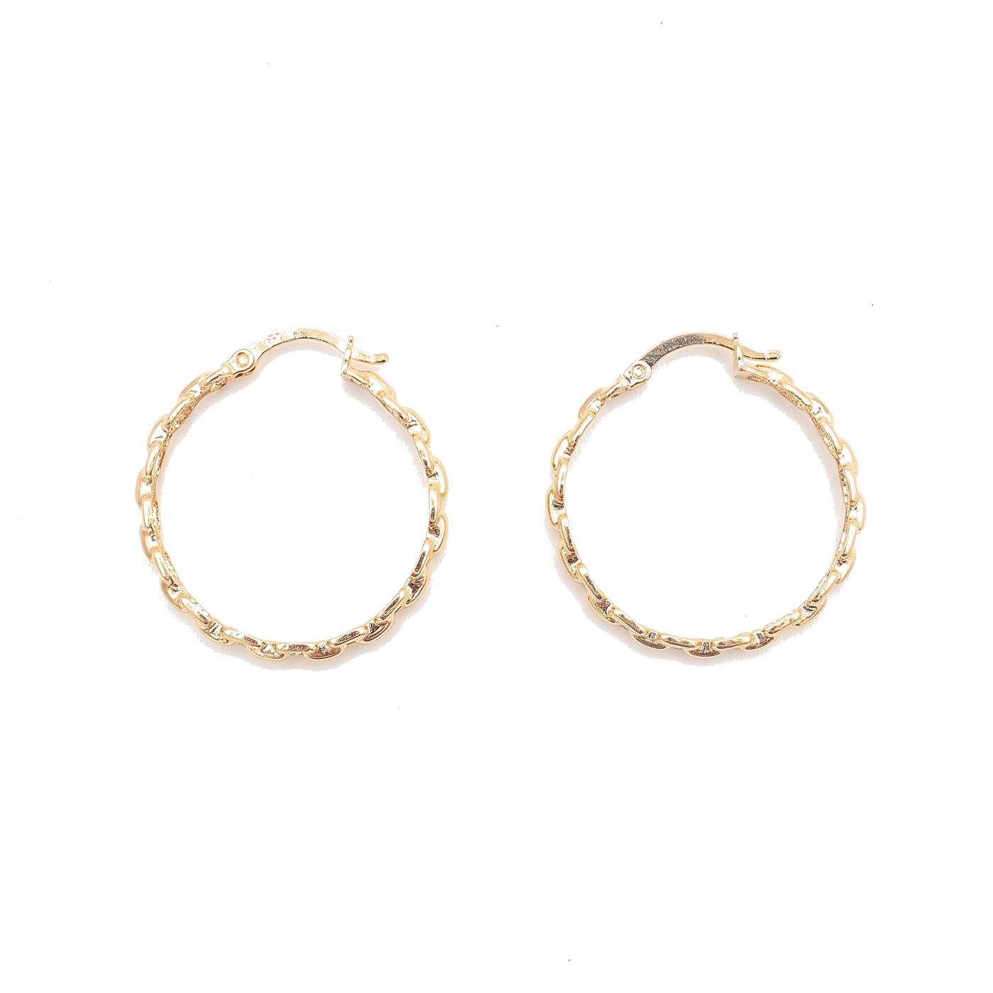 10K Solid Yellow Gold Diamond-Cut Rolo Yoyo Hoop Earrings