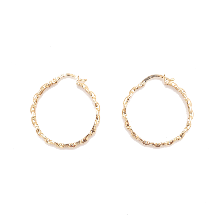 10K Solid Yellow Gold Diamond-Cut Rolo Yoyo Hoop Earrings