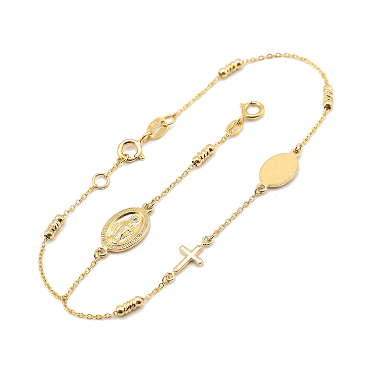 Santa Maria — Virgin Mary & Cross Bracelet, 10K Yellow Gold