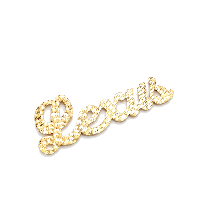 10K Solid Yellow Gold 'Lexus' Single Nameplate (Diamond-Cut)