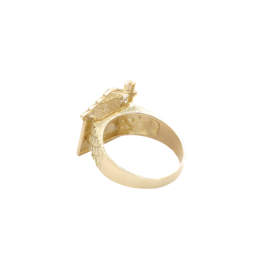 10K Solid Yellow Gold Trap House Ring