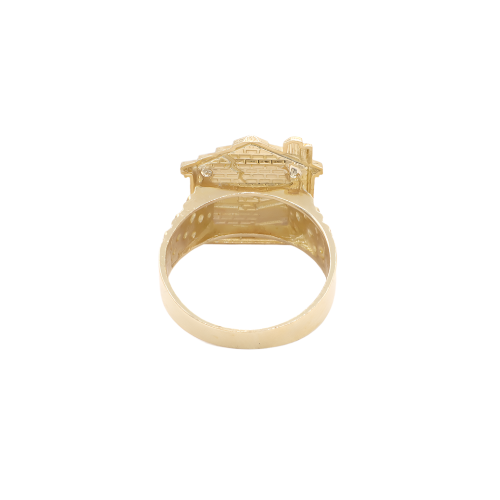 10K Solid Yellow Gold Trap House Ring