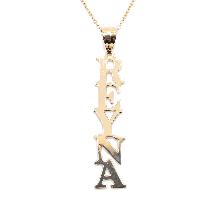 Vertical Name — Vertical Nameplate Necklace (Custom), 10K Yellow Gold